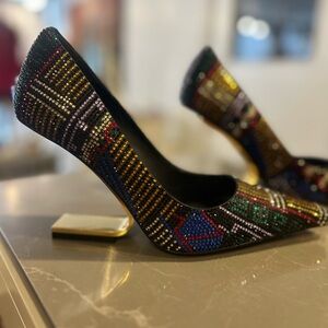 Elegant Multicolor embellished Crystal  Stiletto Heels